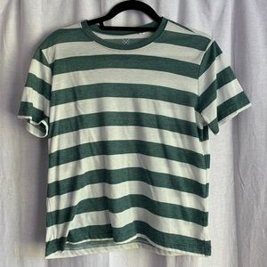 green and white stripped crop top